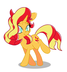 Size: 2500x2692 | Tagged: safe, artist:kindakismet, character:sunset shimmer, species:pony, species:unicorn, g4, cute, female, high res, mare, no pupils, shimmerbetes, simple background, solo, white background