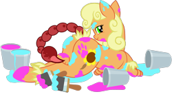 Size: 2126x1275 | Tagged: safe, artist:theeditormlp, oc, oc:eagle tale, species:pony, g4, butt, female, lying down, mare, not applejack, paint, plot, prone, scorpion tail, simple background, solo, transparent background