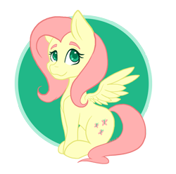 Size: 1280x1272 | Tagged: safe, artist:mscolorsplash, character:fluttershy, species:pegasus, species:pony, g4, circle background, colored pupils, cute, female, mare, shyabetes, sitting, solo, spread wings, wings