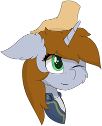 Size: 5224x6407 | Tagged: safe, artist:skylarpalette, oc, oc only, oc:littlepip, species:pony, species:unicorn, fallout equestria, g4, brown mane, cheek fluff, disembodied hand, ear fluff, fallout, female, green eyes, hand, head pat, horn, mare, pat, simple background, simple shading, stable-tec, stable-tec colors, transparent background, unicorn oc
