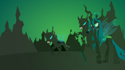 Size: 1920x1080 | Tagged: safe, artist:thunder-blur, character:queen chrysalis, species:changeling, g4, changeling queen, female, lineless, simple, wallpaper