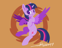 Size: 1584x1224 | Tagged: safe, artist:supermoix, character:twilight sparkle, character:twilight sparkle (alicorn), species:alicorn, species:pony, g4, cute, female, flying, lineless, mare, no pupils, simple background, solo, spread wings, wings
