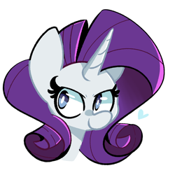 Size: 900x900 | Tagged: safe, artist:kindakismet, character:rarity, species:pony, species:unicorn, g4, bust, female, heart, mare, portrait, simple background, solo, white background