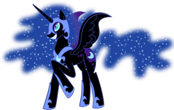 Size: 2800x1780 | Tagged: safe, artist:albinon, character:nightmare moon, character:princess luna, species:alicorn, species:pony, g4, commission, commissioner:reversalmushroom, female, simple background, solo, transparent background