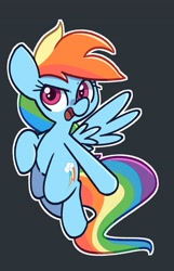 Size: 2500x3889 | Tagged: safe, artist:kindakismet, character:rainbow dash, species:pegasus, species:pony, g4, backwards cutie mark, black background, female, flying, high res, mare, open mouth, simple background, solo, spread wings, wings