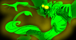Size: 1124x592 | Tagged: safe, artist:mellow91, character:cosmos, oc, oc:the supreme being, species:draconequus, g4, black background, cosmageddon, glowing eyes, possessed, simple background, solo, yellow eyes