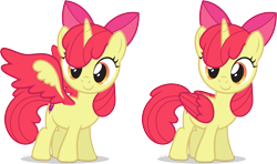 Size: 3815x2266 | Tagged: safe, artist:le-23, character:apple bloom, species:alicorn, species:pony, g4, adorabloom, alicornified, bloomicorn, colored wings, cute, cutie mark, female, folded wings, race swap, simple background, solo, spread wings, transparent background, wings
