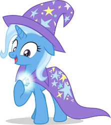 Size: 2705x3047 | Tagged: safe, artist:le-23, character:trixie, species:pony, species:unicorn, g4, brooch, cape, clasp, clothing, gem, glow, glowing gems, hat, lightup, simple background, smiling, transparent background, trixie's cape, trixie's glowing brooch, trixie's hat, vector