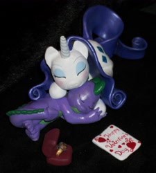 Size: 2394x2664 | Tagged: safe, artist:madponyscientist, character:rarity, character:spike, ship:sparity, interspecies, ring, sculpture, shipping, sleeping, valentine's day