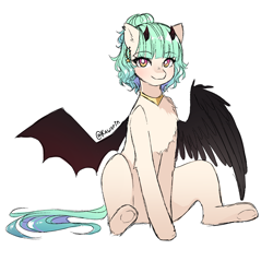Size: 2000x2000 | Tagged: safe, artist:kawurin, oc, oc only, oc:yuna, species:pegasus, species:pony, g4, simple background, sitting, solo, white background