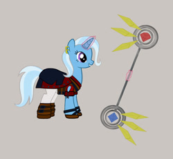 Size: 1920x1770 | Tagged: safe, artist:lyraalluse, character:trixie, species:pony, species:unicorn, g4, clothing, fantasy, gray background, role playing game, rpg, simple background, solo, staff