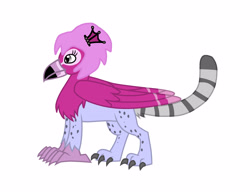 Size: 3906x3014 | Tagged: safe, artist:lyraalluse, oc, oc only, oc:fuchsia, species:bird, species:griffon, g4, flamingo, griffon oc, original character do not steal, simple background, solo, white background