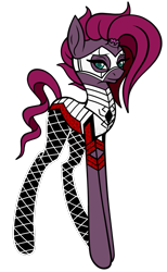 Size: 615x1000 | Tagged: safe, artist:j053ph-d4n13l, character:fizzlepop berrytwist, character:tempest shadow, oc, oc:shadow temptress, species:pony, species:unicorn, g4, alternate hairstyle, alternate universe, armor, broken horn, commission, eye scar, female, horn, mare, mask, scar, simple background, solo, superhero, transparent background