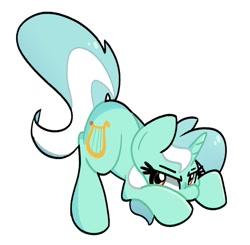 Size: 983x962 | Tagged: safe, artist:kindakismet, character:lyra heartstrings, species:pony, species:unicorn, g4, face down ass up, female, mare, simple background, solo, white background