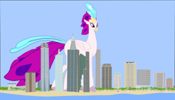 Size: 1280x734 | Tagged: safe, artist:oceanrailroader, character:queen novo, species:hippogriff, g4, my little pony: the movie (2017), female, giantess, macro