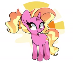 Size: 2184x1919 | Tagged: safe, artist:kindakismet, character:luster dawn, species:pony, species:unicorn, g4, cute, cutie mark background, female, lusterbetes, mare, simple background, solo, white background