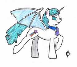 Size: 1457x1285 | Tagged: safe, artist:assertiveshypony, species:bat pony, species:pony, species:unicorn, g4, bat wings, clothing, drawing, female, race swap, rainbow wishes, simple background, traditional art, vampire, white background, wings