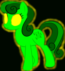 Size: 5020x5450 | Tagged: safe, artist:mellow91, artist:mundschenk85, edit, character:sweetie drops, oc, oc:the supreme being, species:pony, g4, absurd resolution, black background, female, glowing eyes, possessed, simple background, solo, vector, vector edit bon bon, yellow eyes