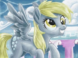 Size: 635x475 | Tagged: safe, artist:the-wizard-of-art, character:derpy hooves, species:pegasus, species:pony, female, mare, scene interpretation, solo