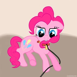 Size: 2500x2500 | Tagged: safe, artist:greaterlimit, character:pinkie pie, species:dog, behaving like a dog, collar, leash, pet, pet play, pet tag, puppy pie, simple background