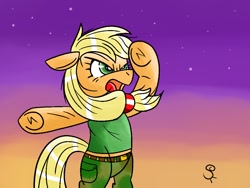 Size: 1024x768 | Tagged: safe, artist:shinkuma, character:applejack, species:pony, bipedal, clothing, cosplay, costume, crossover, guile, street fighter