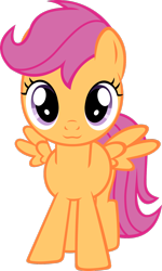 Size: 1024x1708 | Tagged: safe, artist:ratchethun, character:scootaloo, species:pegasus, species:pony, :3, cute, cutealoo, female, looking at you, simple background, solo, spread wings, transparent background, vector, wings