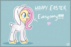 Size: 1261x830 | Tagged: safe, artist:balloons504, character:fluttershy, bunny costume, bunnyshy, clothing, cute, dawwww, easter, female, hnnng, shyabetes, smiling, solo