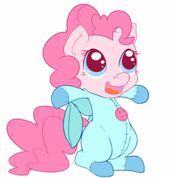 Size: 500x522 | Tagged: safe, artist:pinkieinprivate, character:pinkie pie, bunny costume, bunny pajamas, clothing, cute, footed sleeper, pajamas