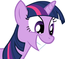 Size: 4499x4067 | Tagged: safe, artist:crusierpl, character:twilight sparkle, character:twilight sparkle (unicorn), species:pony, species:unicorn, episode:lesson zero, g4, my little pony: friendship is magic, absurd resolution, female, grin, mare, reaction image, simple background, smiling, solo, squee, transparent background, vector