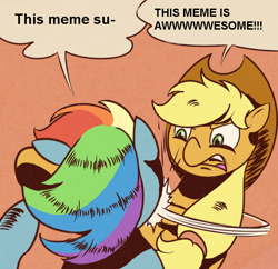 Size: 724x700 | Tagged: safe, artist:perrydotto, character:applejack, character:rainbow dash, meme, my parents are dead
