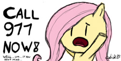Size: 1252x637 | Tagged: safe, artist:chibi95, character:fluttershy, 911, female, solo