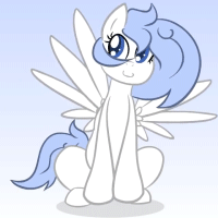 Size: 200x200 | Tagged: safe, artist:penguinpotential, edit, oc, oc only, oc:frigid drift, species:pegasus, species:pony, animated, c:, cute, female, gradient background, headbob, looking sideways, mare, ocbetes, op, smiling, solo, spread wings, wings
