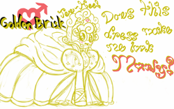 Size: 1280x800 | Tagged: safe, artist:familywing, oc, oc only, oc:golden brisk, species:pony, blushing, clothing, colt, crossdressing, dress, golden brisk, heart, looking at you, male, open mouth, royalty, smiling, solo, starry eyes, text, trap, wingding eyes