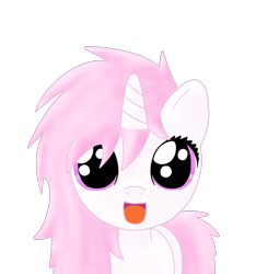 Size: 2347x2509 | Tagged: safe, artist:sharkiity, character:princess celestia, species:alicorn, species:pony, :d, bed mane, cewestia, cute, cutelestia, female, filly, happy, looking at you, looking up, messy mane, open mouth, pink mane, pink-mane celestia, simple background, smiling, solo, transparent background