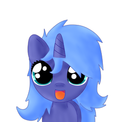 Size: 2347x2509 | Tagged: safe, artist:sharkiity, character:princess luna, bed mane, cute, female, filly, looking at you, simple background, solo, woona