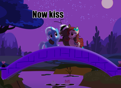 Size: 8000x5840 | Tagged: safe, artist:spectty, character:trixie, oc, absurd resolution, bridge, canon x oc, now kiss, shipper on deck, shipping