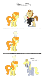 Size: 1600x2800 | Tagged: safe, artist:chibi95, character:carrot top, character:derpy hooves, character:donut joe, character:golden harvest, species:pegasus, species:pony, episode:mmmystery on the friendship express, g4, my little pony: friendship is magic, comic, con mane, dialogue, female, mare, milkshake, muffin, simple background, transparent background