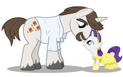 Size: 3188x2000 | Tagged: safe, artist:anarchemitis, character:hondo flanks, character:rarity, species:pony, species:unicorn, clothing, cute, dress, father and daughter, filly, filly rarity, male, raribetes, shirt, simple background, stallion, transparent background, vector, younger
