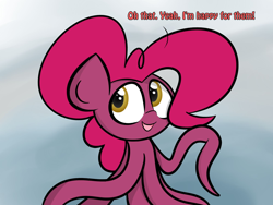 Size: 1280x960 | Tagged: safe, artist:albinon, character:pinkie pie, ask-albino-pie, female, monster pony, octo pie, octopony, octopus, original species, solo