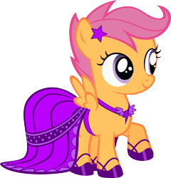 Size: 1880x1957 | Tagged: safe, artist:choedan-kal, character:scootaloo, species:pegasus, species:pony, clothing, dress, female, shoes, simple background, solo, transparent background, vector
