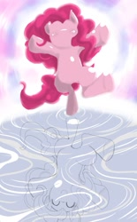 Size: 583x943 | Tagged: safe, artist:suzumaru, character:pinkie pie, female, partial color, pinkie sense, pixiv, reflection, solo, surreal
