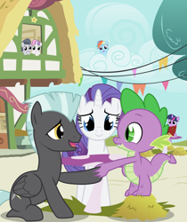 Size: 2100x2500 | Tagged: safe, artist:anarchemitis, character:rainbow dash, character:rarity, character:rumble, character:spike, character:sweetie belle, character:thunderlane, character:twilight sparkle, ship:rarilane, ship:rumbelle, ship:sparity, ambiguous shipping, female, male, shipping, straight