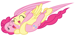 Size: 10000x5000 | Tagged: safe, artist:anxet, character:fluttershy, character:pinkie pie, absurd resolution, easter egg, hug, simple background, smile hd, transparent background, vector