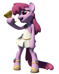 Size: 1024x1280 | Tagged: safe, artist:clawed-nyasu, character:berry punch, character:berryshine, species:pony, 3d, bipedal, clothing, dionysus, female, simple background, solo, toga, transparent background