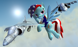 Size: 1150x695 | Tagged: safe, artist:dbuilder, character:rainbow dash, 3d, 4th of july, american independence day, av-8b harrier ii, gmod, harrier, independence day, jet, patriotism, sky, united states
