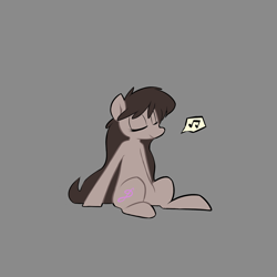Size: 1280x1280 | Tagged: safe, artist:owl-eyes, character:octavia melody, species:earth pony, species:pony, cute, dialogue, eyes closed, female, gray background, long mane, mare, messy mane, music notes, pictogram, simple background, sitting, smiling, solo, speech bubble, tavibetes