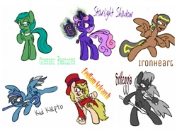 Size: 1024x768 | Tagged: safe, artist:familywing, character:aunt orange, character:daring do, character:octavia melody, character:trixie, character:twilight sparkle, oc, oc:bedlam soloarch, oc:greener pastures, oc:ironheart, oc:kid klepto, oc:solfeggia resonance, oc:starlight shadow, alternate universe, antiponies, bizarro, corrupted, crisis equestria, life in manehatten, manehattan, manehattan verse