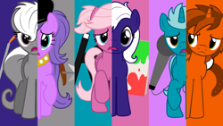 Size: 1280x720 | Tagged: safe, artist:tails-doll-lover, littlest pet shop, minka mark, penny ling, pepper clark, ponified, russell ferguson, sunil nevla, what my cutie mark is telling me, zoe trent