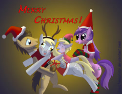 Size: 3300x2550 | Tagged: safe, artist:peichenphilip, character:amethyst star, character:derpy hooves, character:dinky hooves, character:doctor whooves, character:sparkler, character:time turner, species:pegasus, species:pony, clothing, female, hat, mare