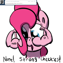 Size: 500x500 | Tagged: safe, artist:full stop, character:pinkie pie, arms, ponyville replies, smiling